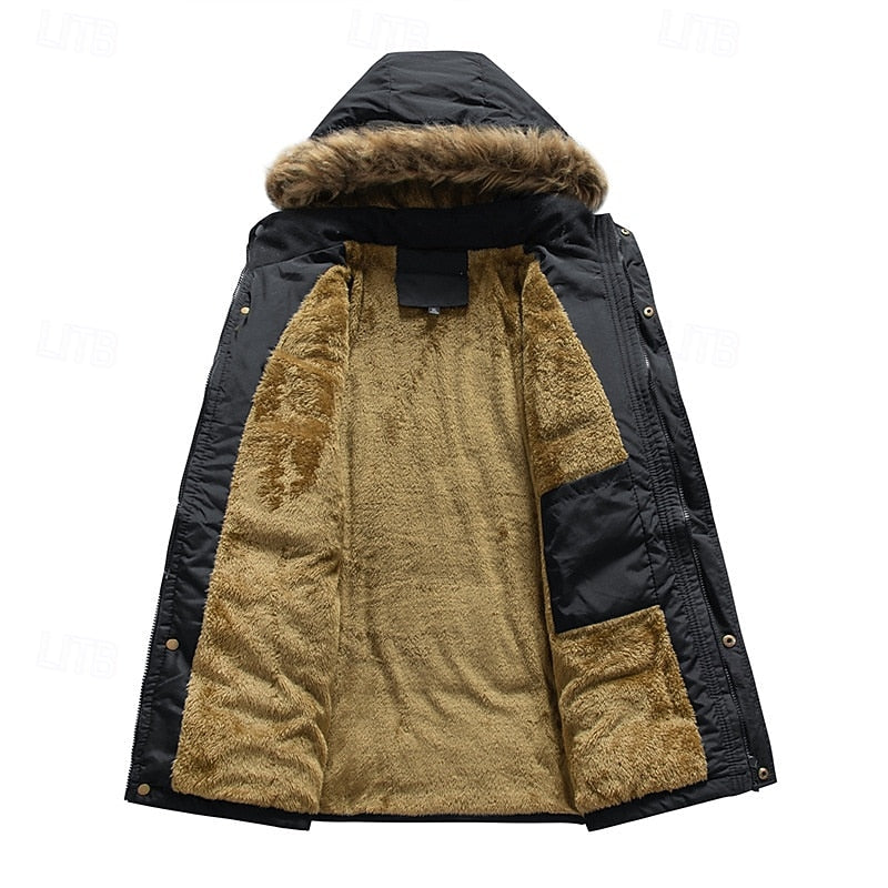 Insulated Hooded Parka for Men, Plus Size