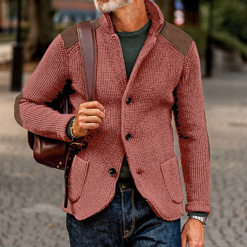 Textured Knit Cardigan for Men