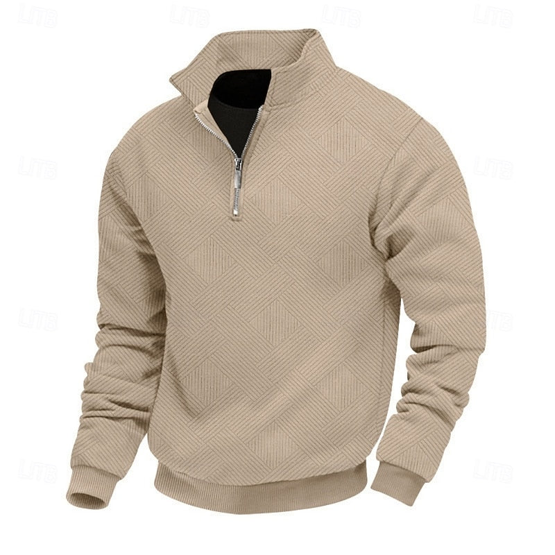 Textured Quarter-Zip Pullover for Men, Plus Size