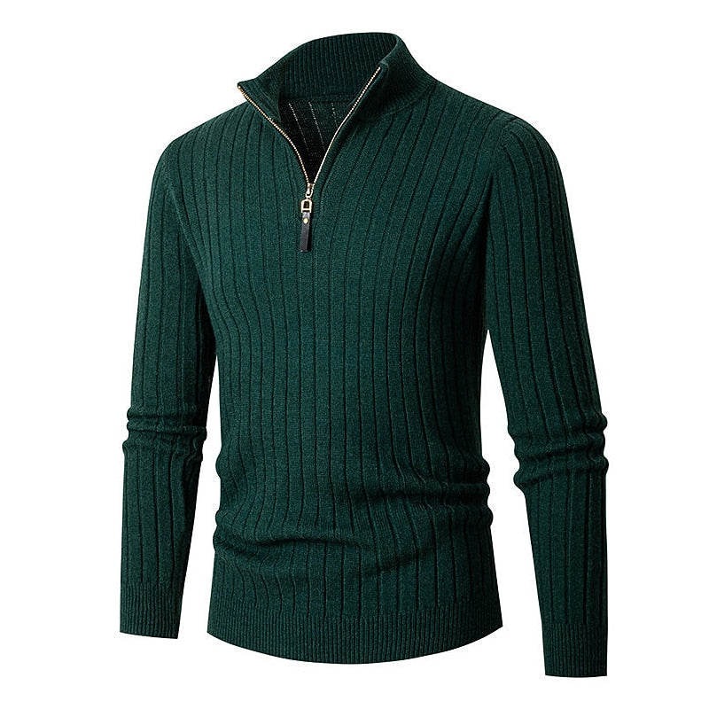 Ribbed Quarter-Zip Sweater for Men, Plus Size