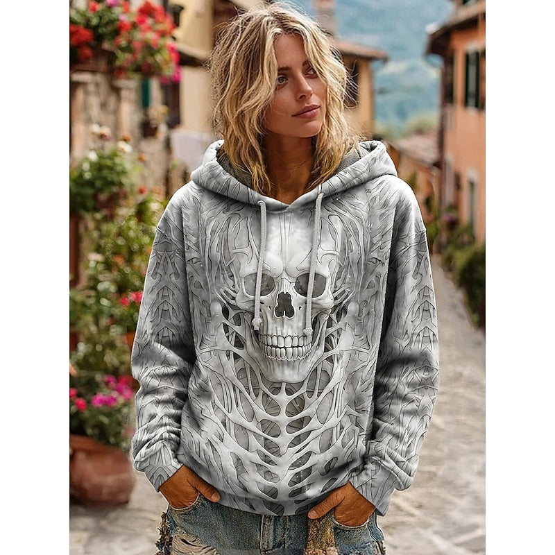 Skull Statement Halloween Hoodie for Women