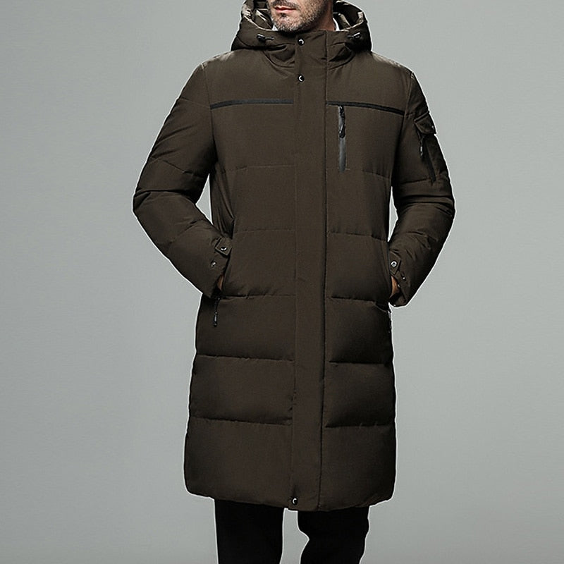 Hooded Longline Puffer Coat for Men