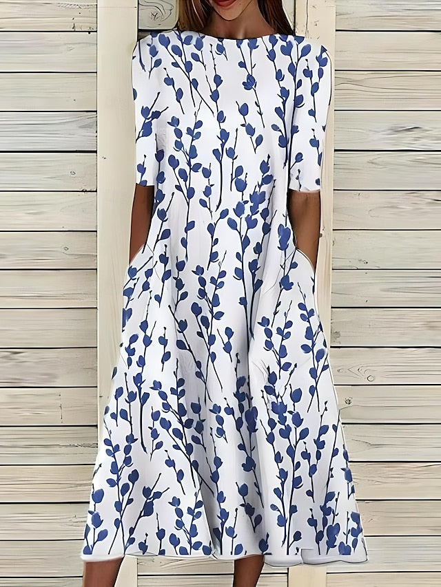 Classic Coastal Bloom Dress for Women, Plus Size