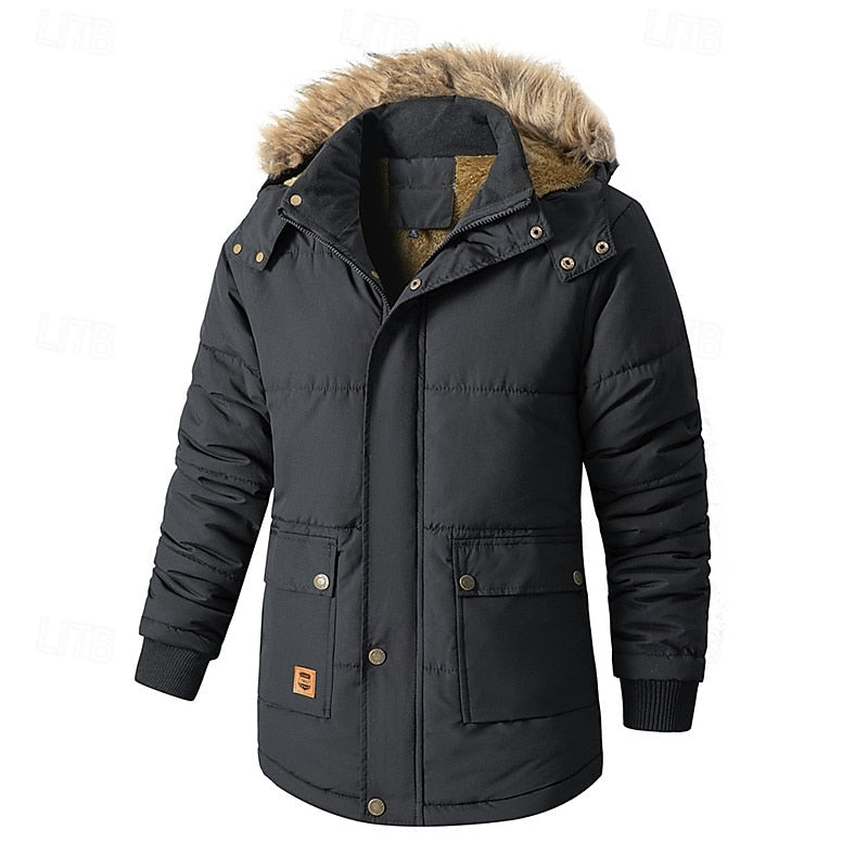 Insulated Hooded Parka for Men, Plus Size