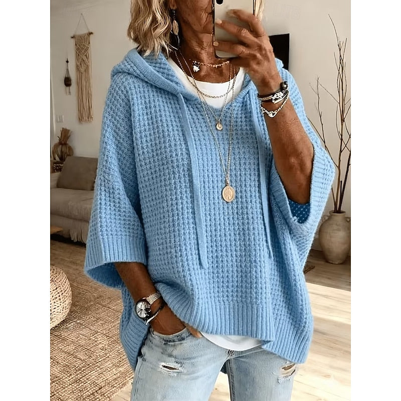 Relaxed Waffle-Textured Hoodie for Women