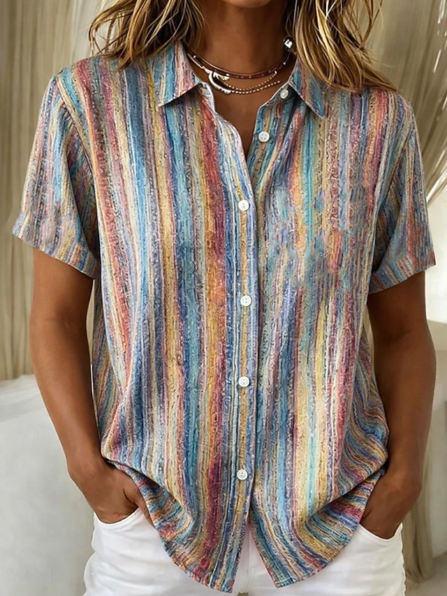 Artful Short-Sleeve Shirt for Women