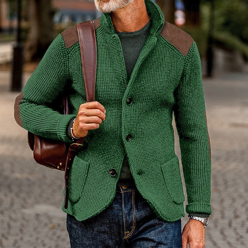 Textured Knit Cardigan for Men