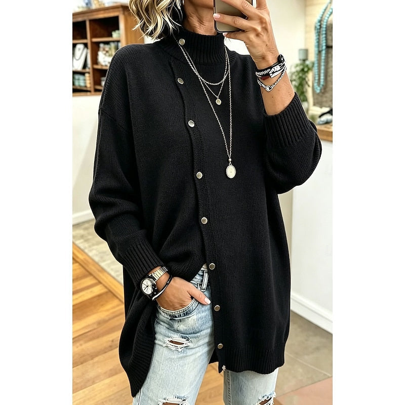 Longline Button-Front Cardigan for Women