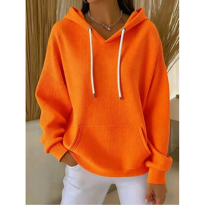 Textured Drawstring Hoodie for Women