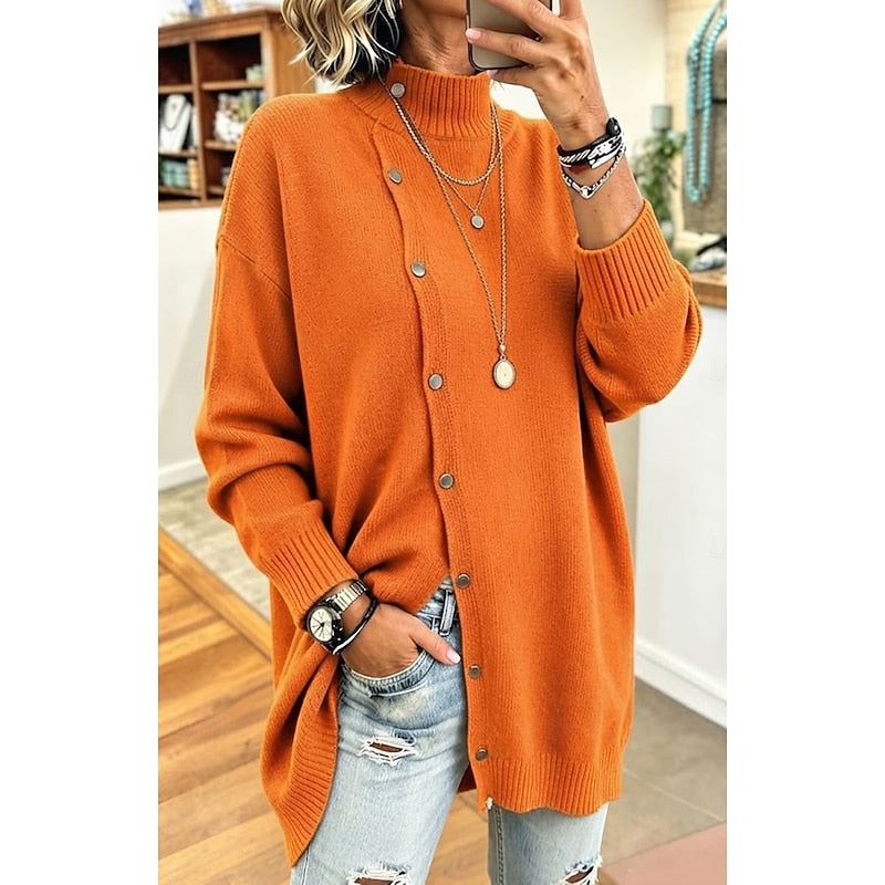 Longline Button-Front Cardigan for Women