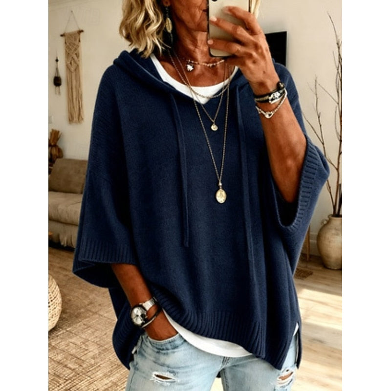 Relaxed Hooded Sweater for Women, Plus Size