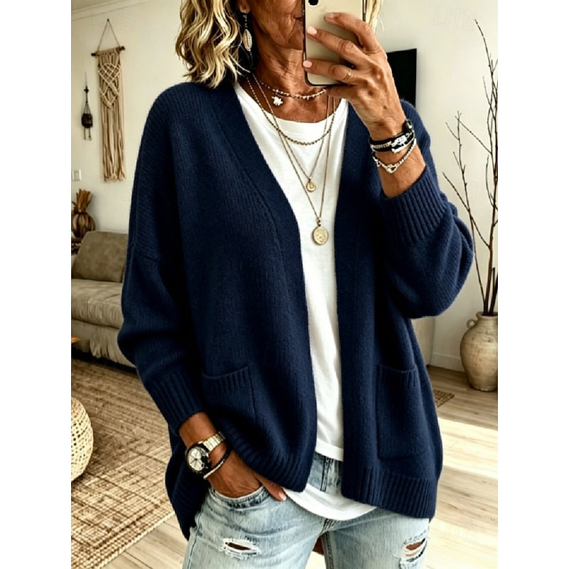 Plus Size Relaxed Open-Front Cardigan for Women