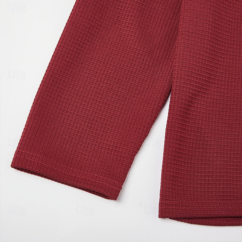 Quarter-Zip Textured Pullover for Men, Plus Size