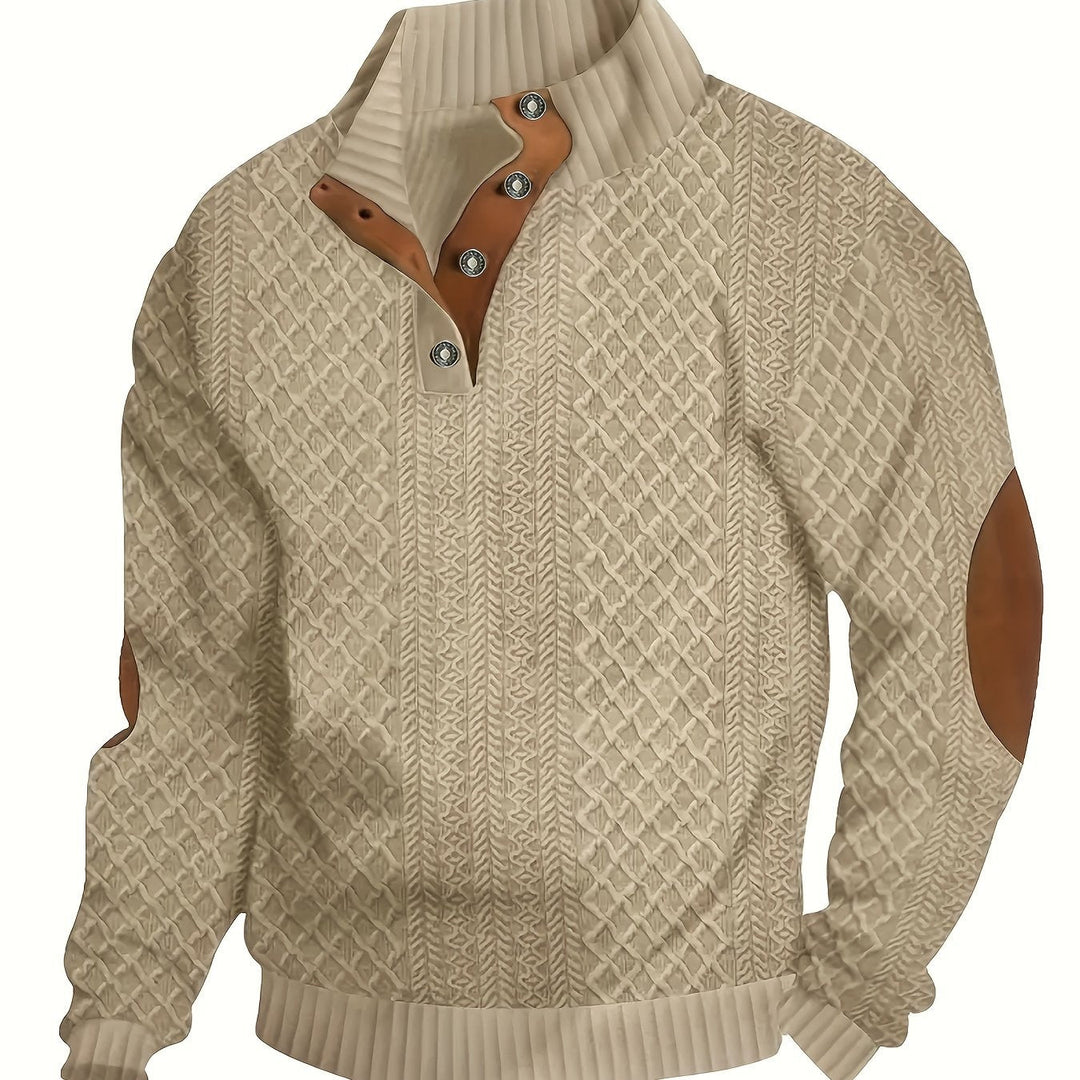 Stand Collar Button Henley Sweater for Men, Plus Size