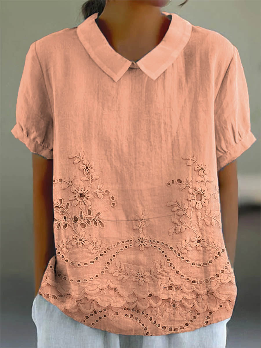 Floral Embroidered Shirt for Women, Elegant Style