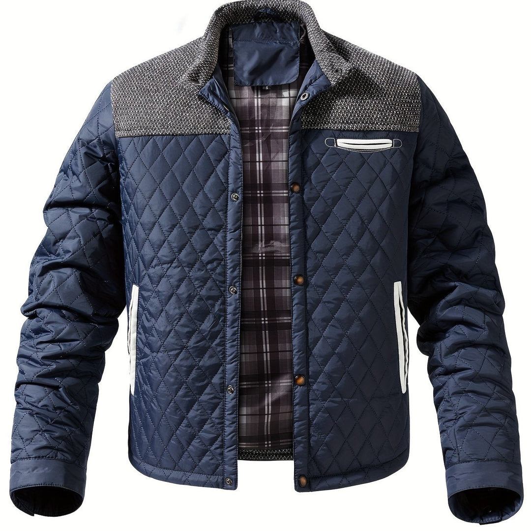 Quilted Stand-Collar Jacket for Men, Plus Size