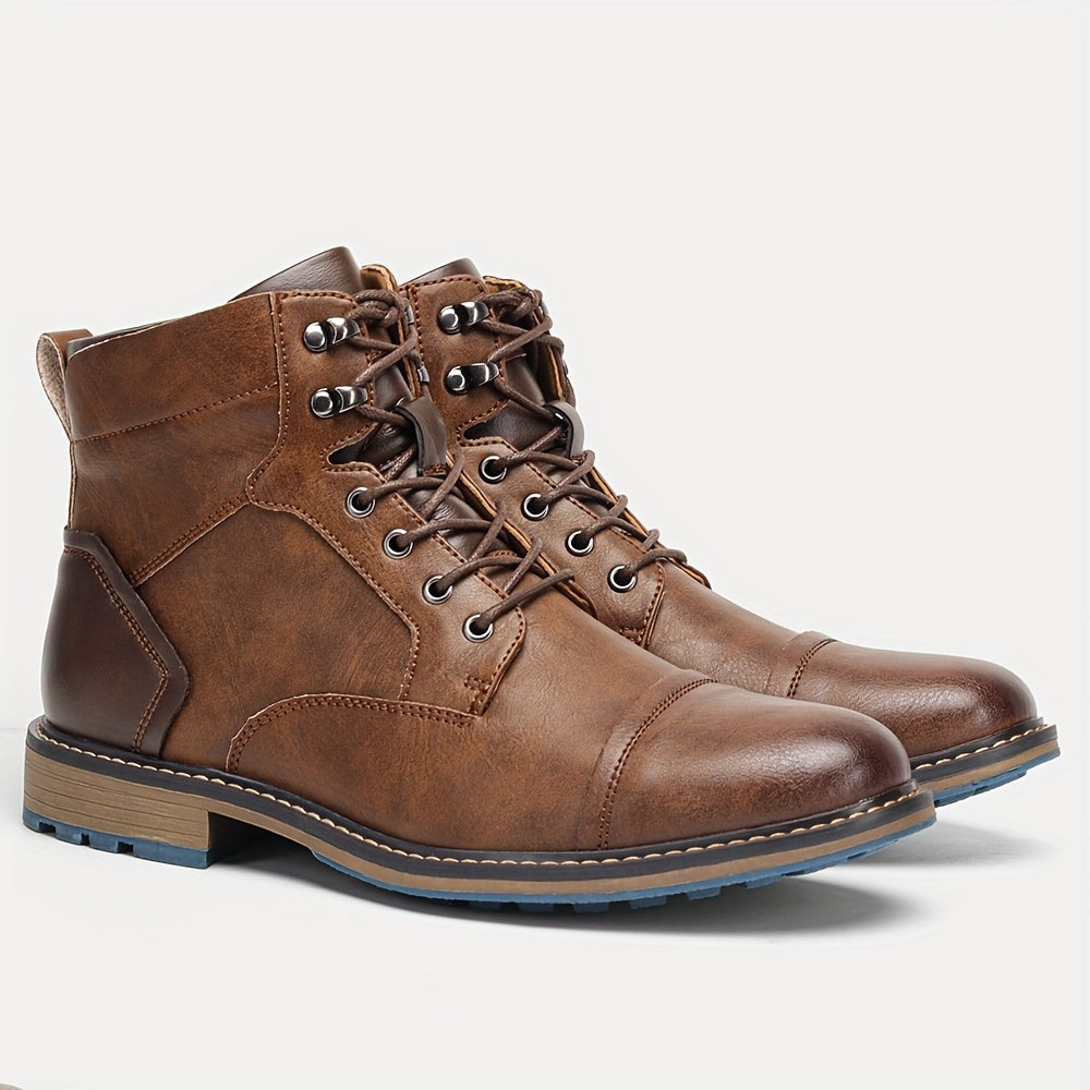 Cap-Toe Ankle Boots, Men's Refined Fit