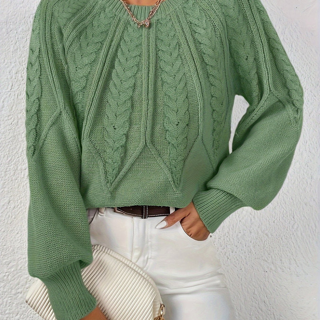 Cable-Knit Round-Neck Sweater for Women