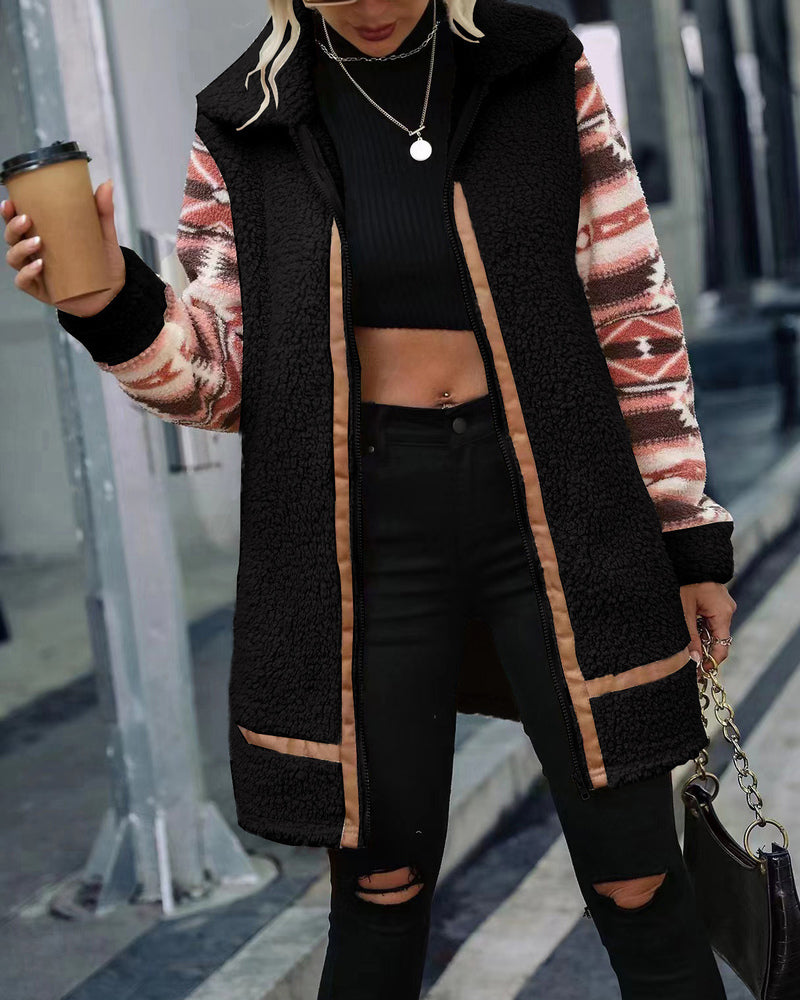 Women's Cotton Blend Winter Coat with Lapel Collar