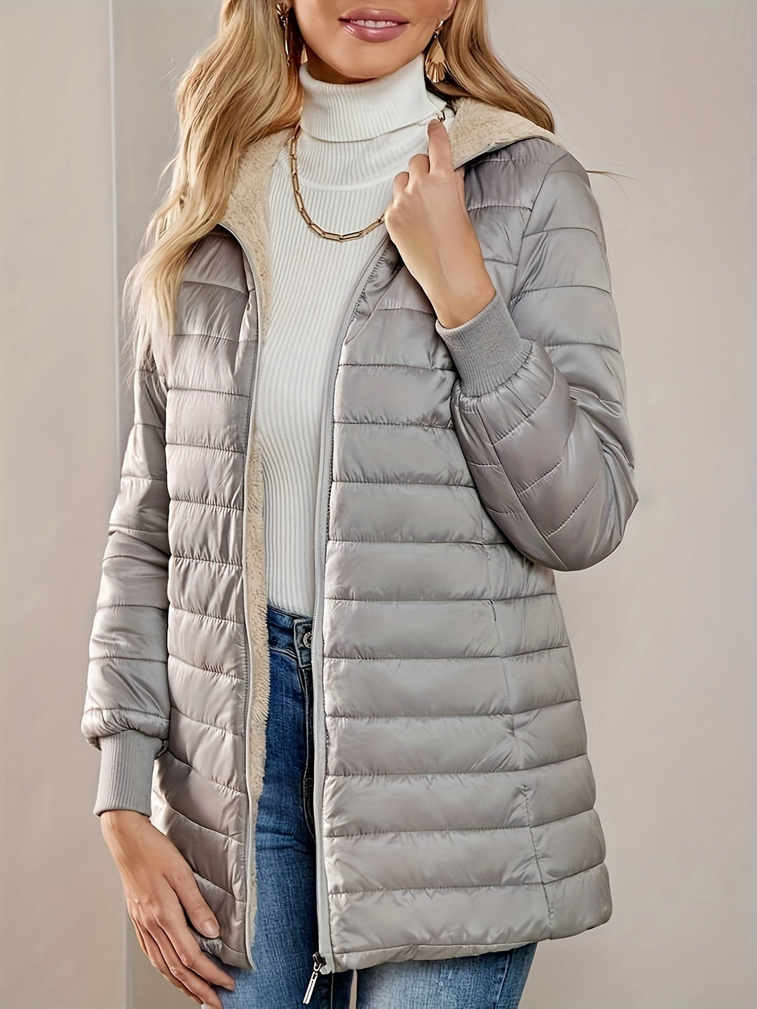 Quilted Longline Coat for Women