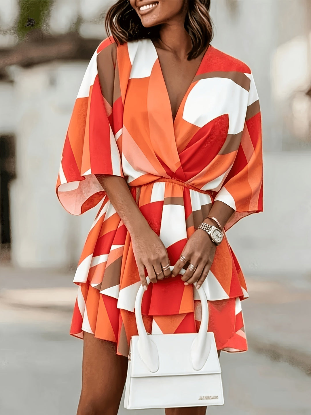 Ladies Flowing Batwing Wrap Dress