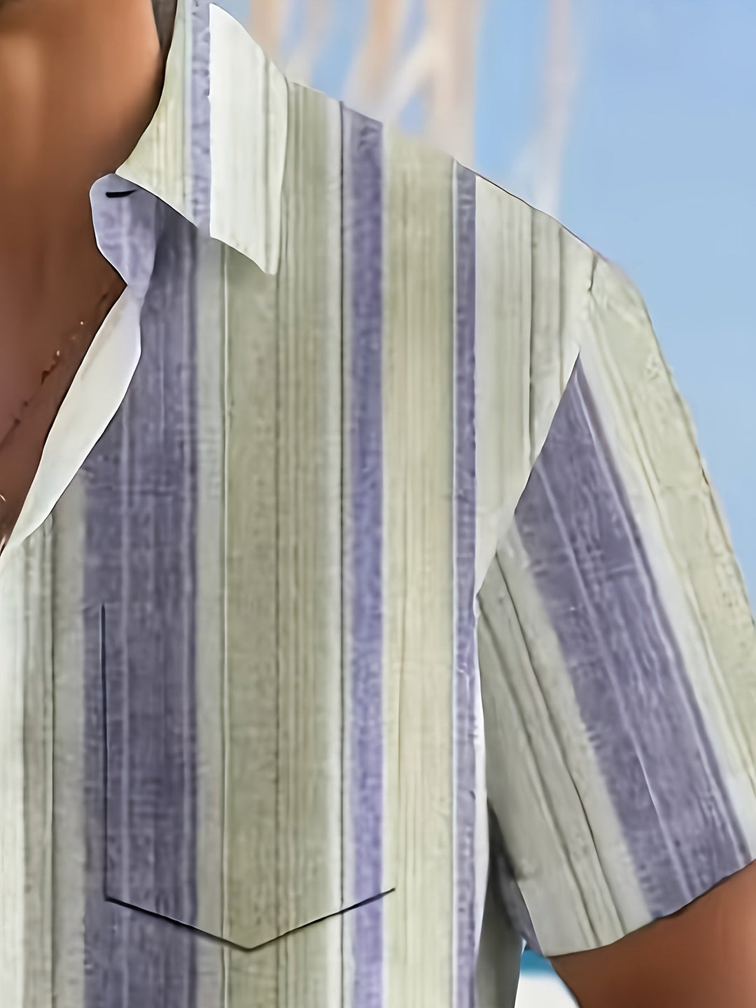 Relaxed Striped Short Sleeve Shirt for Men, Plus Size