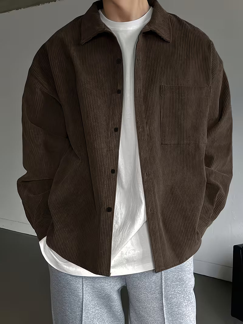 Casual Long Sleeve Corduroy Jacket for Men