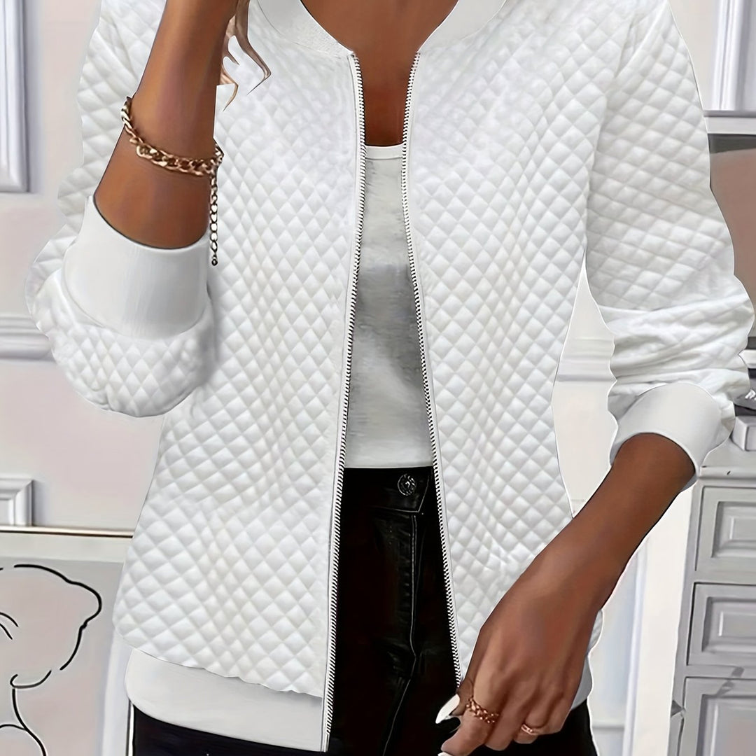 Quilted-Texture Baseball Jacket for Women