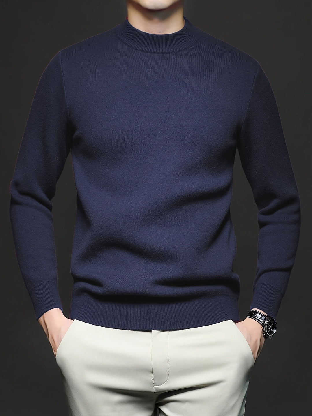 High-Neck Sweater for Men, Refined Style