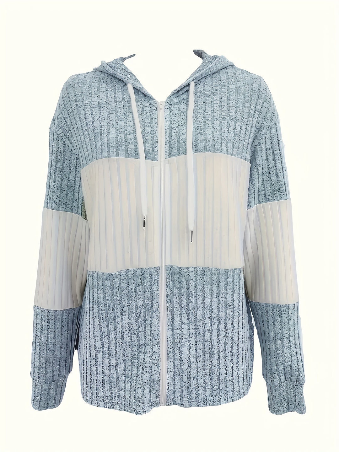 Color-Block Zip-Up Hoodie for Women, Cozy Style