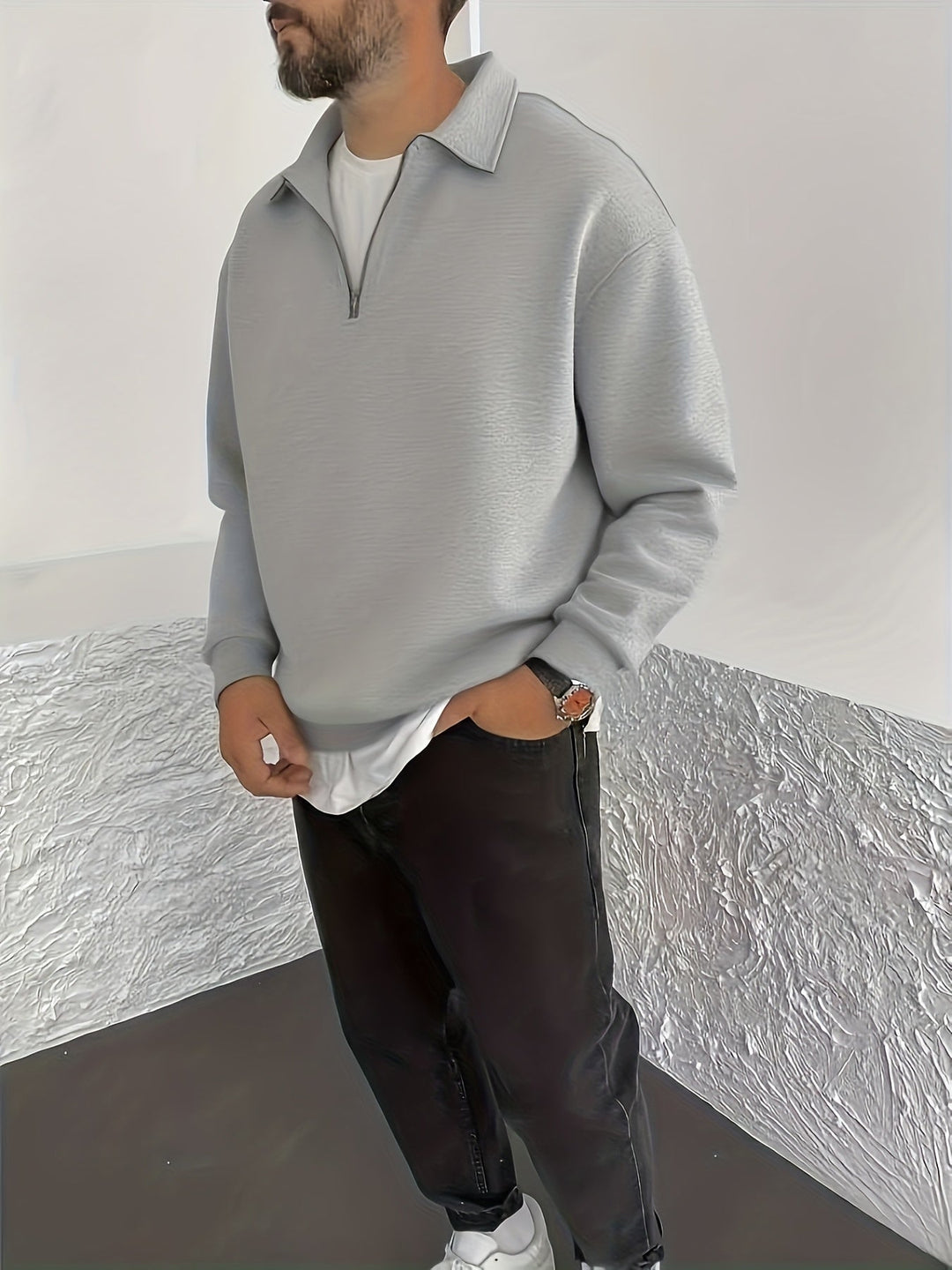 Half-Zip Sweatshirt for Men, Cozy Style