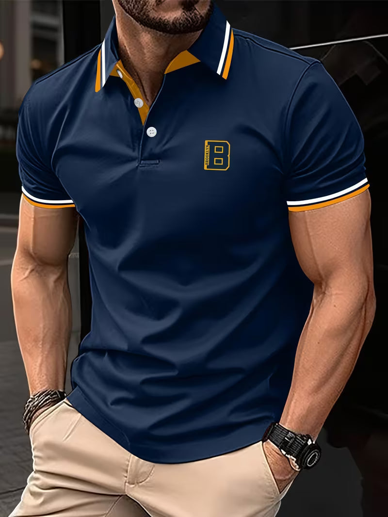 Casual Short-Sleeved Polo Shirt for Men, Plus Size
