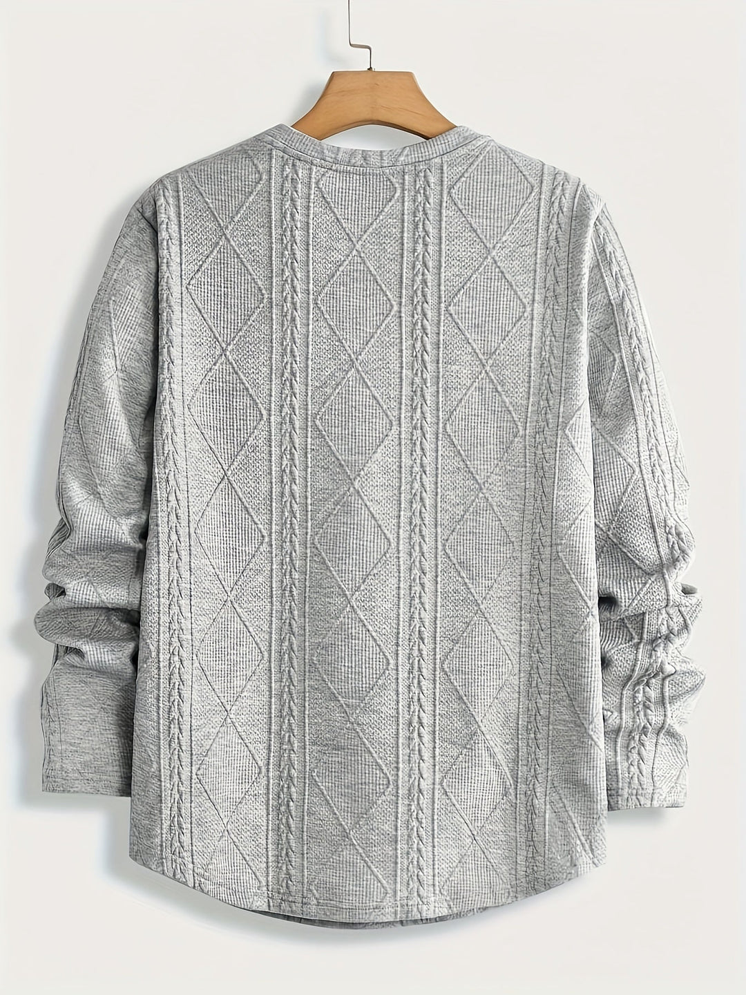 Crew Neck Top for Men, Textured Style