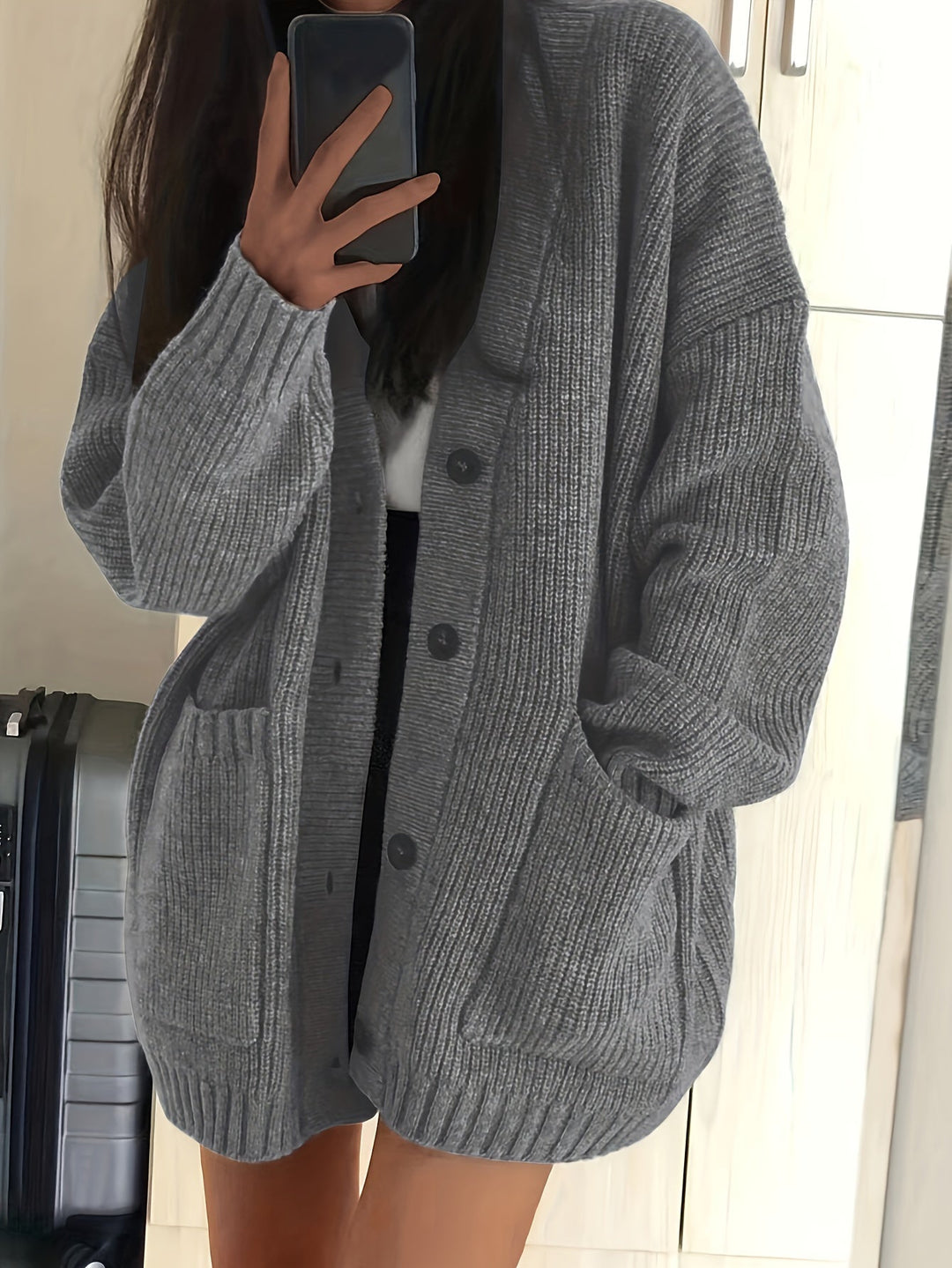 Ladies Relaxed Button-Front Cardigan