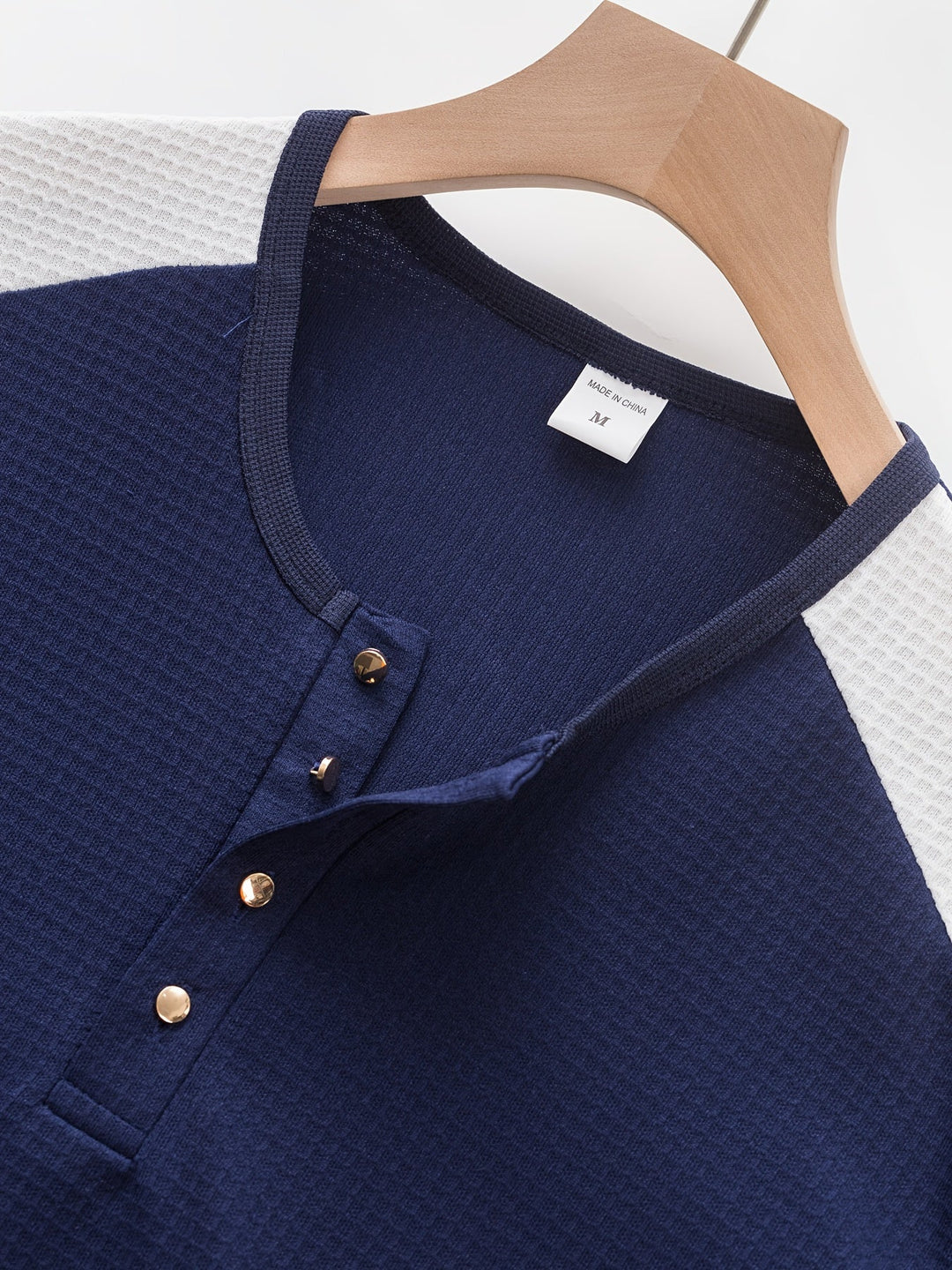 Textured Long-Sleeve Henley for Men, Plus Size