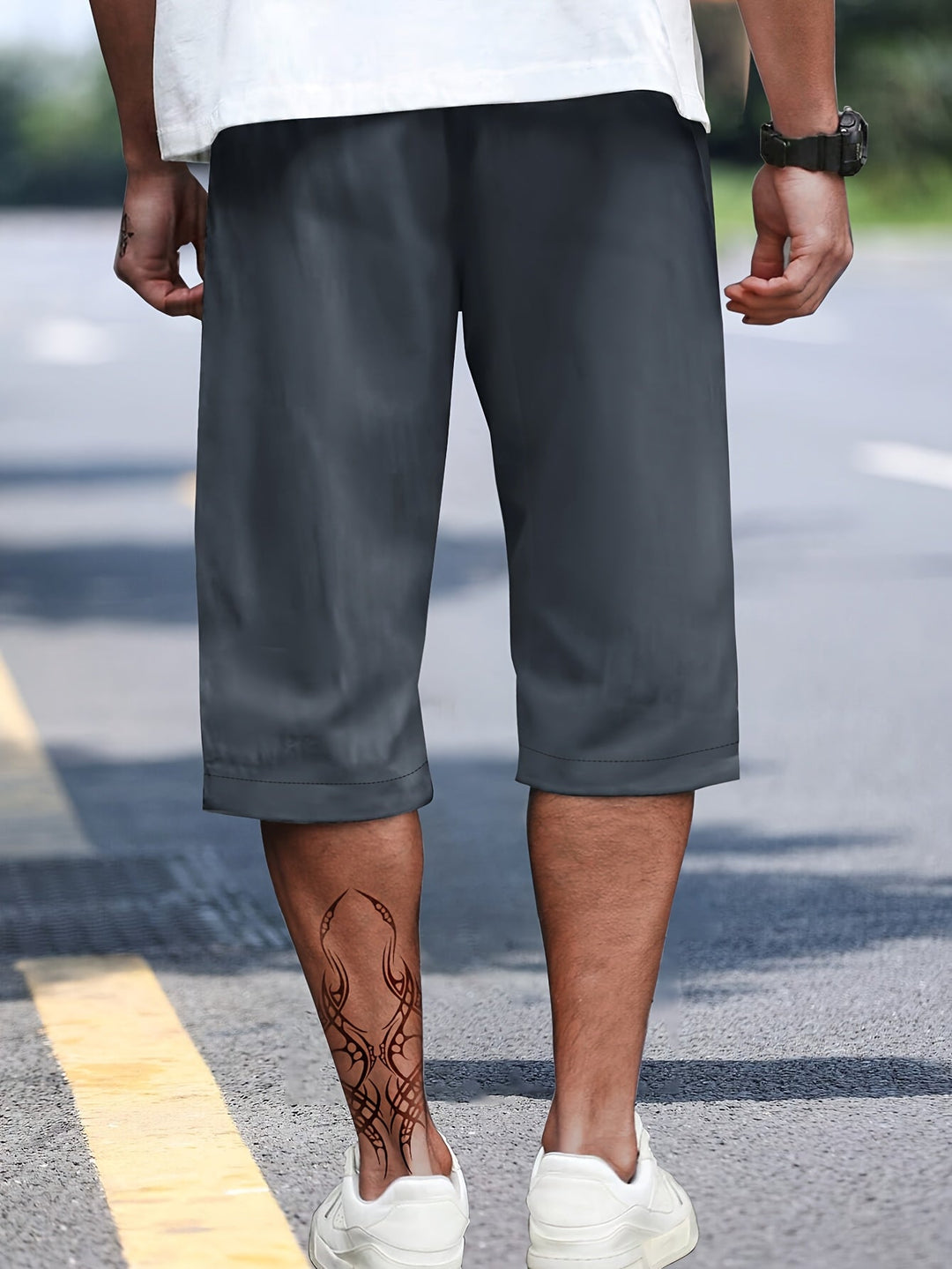 Plus Size Relaxed Drawstring Shorts for Men