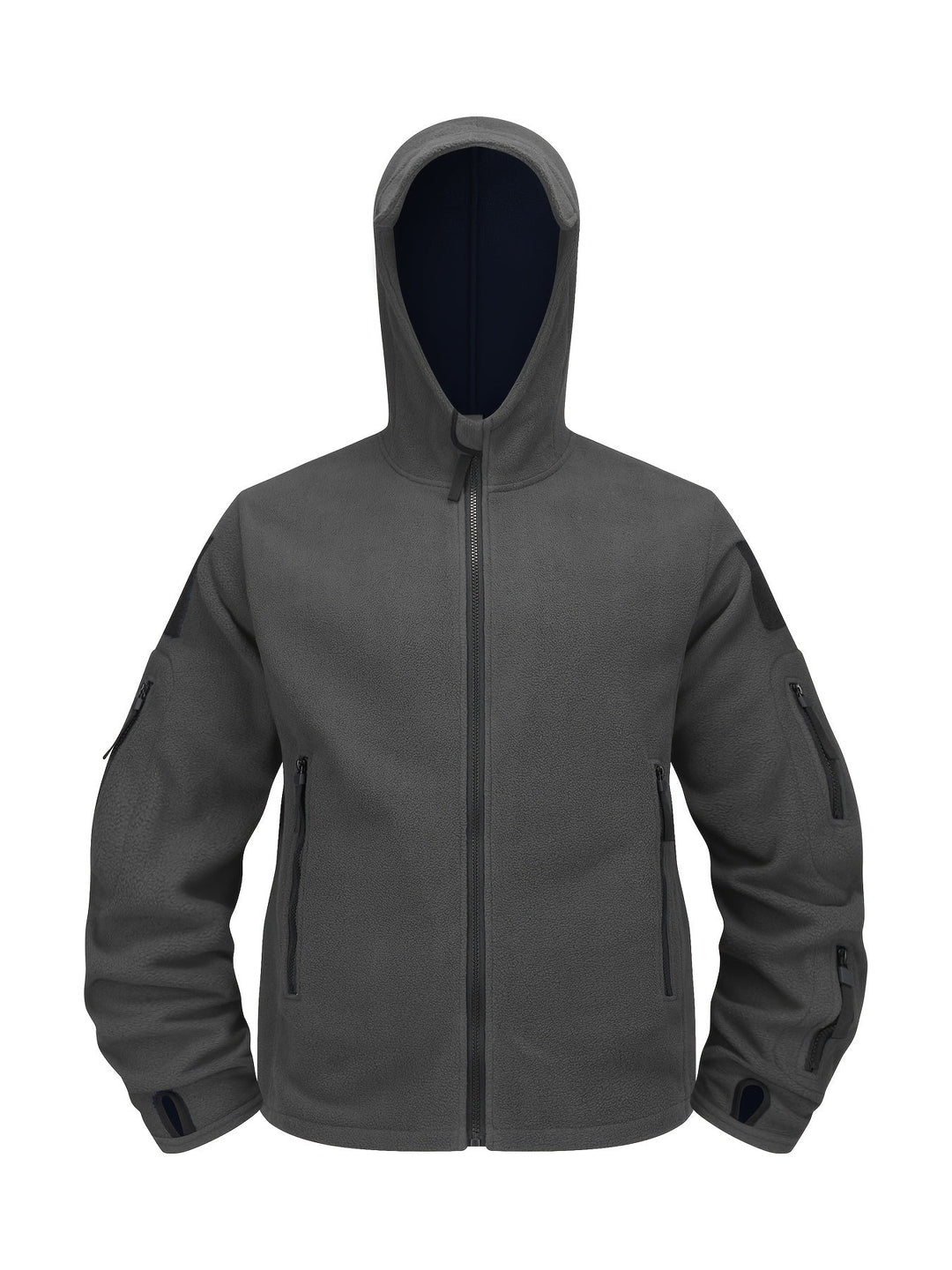 Rugged Hooded Zip Jacket for Men, Plus Size