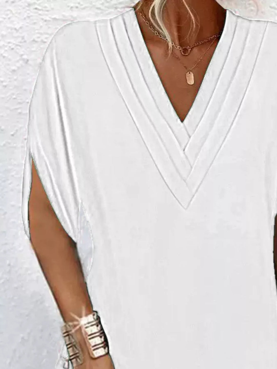 V-Neck Slit Sleeve Mini Dress for Women, Plus Size