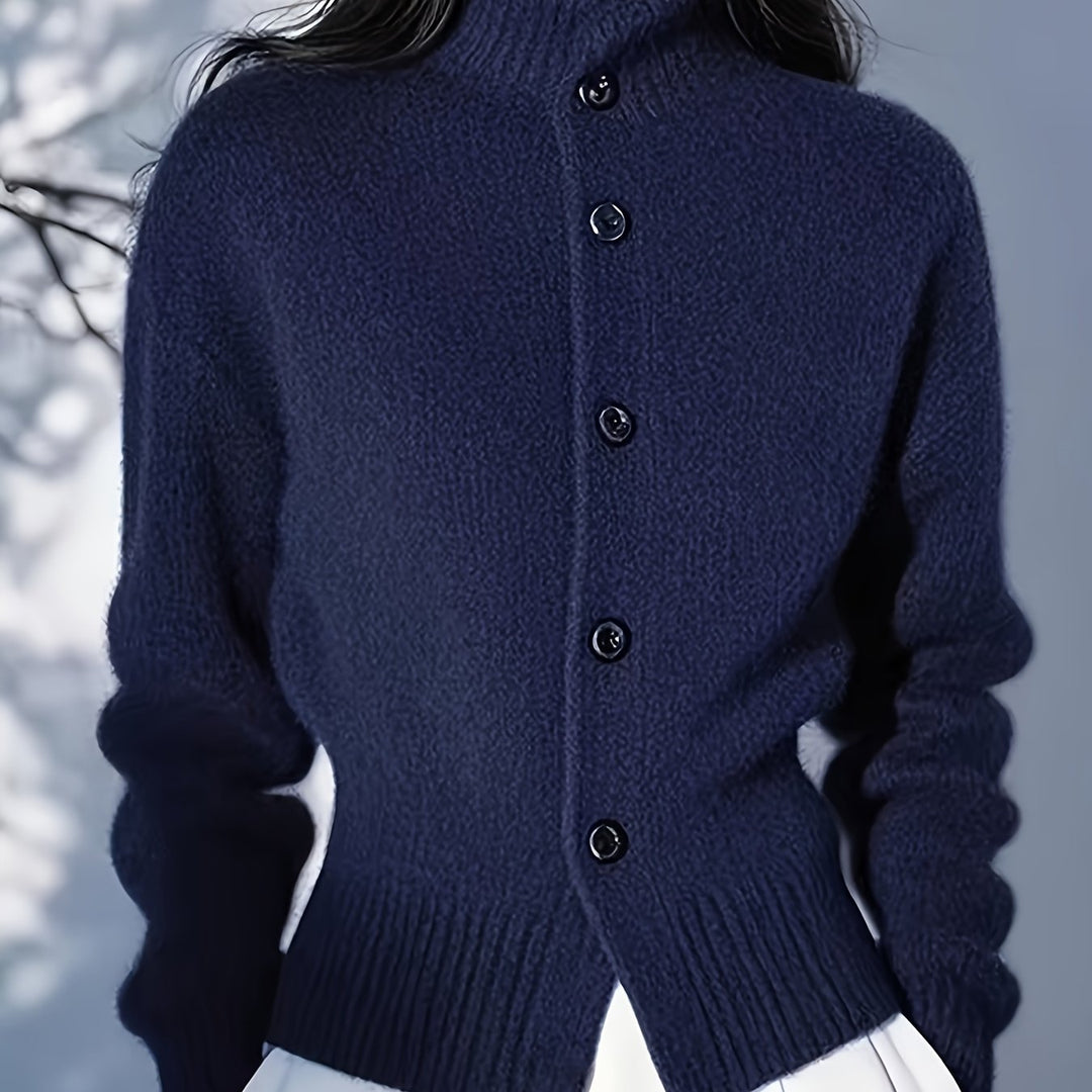 High-Neck Button Cardigan for Women