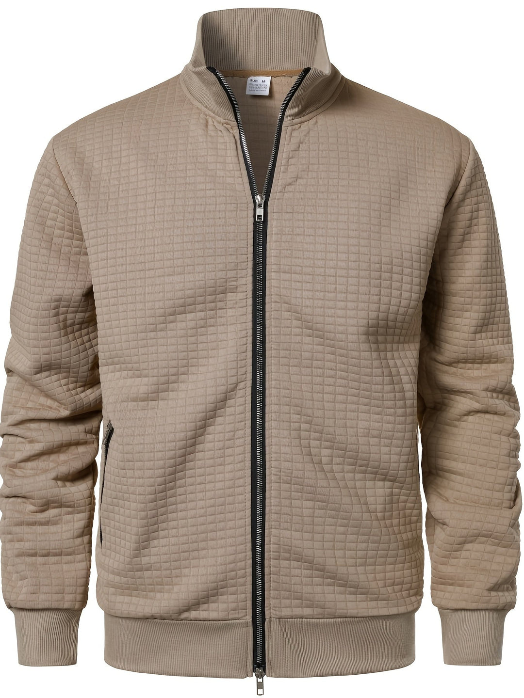 Stand-Collar Jacket for Men, Textured Style