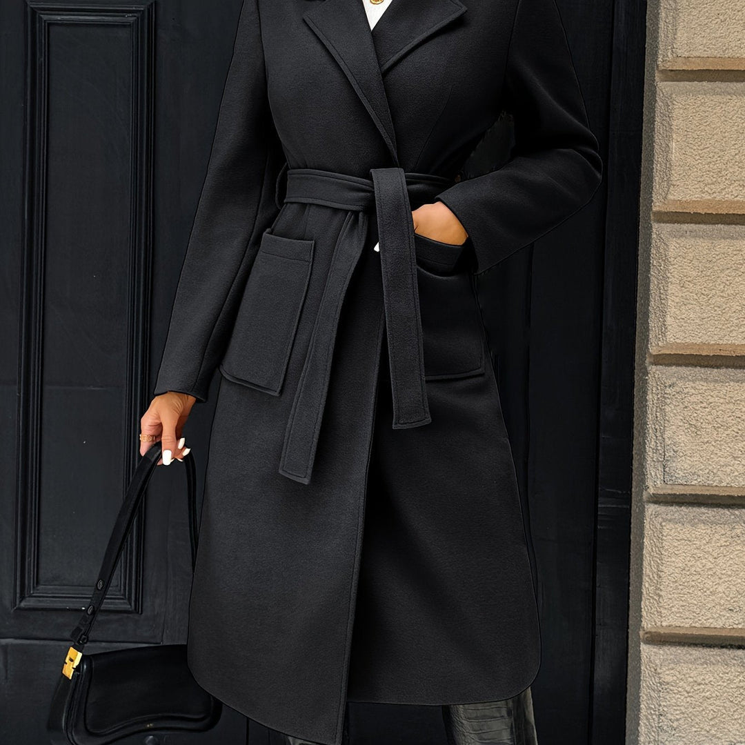 Tailored Belted Long Coat for Women