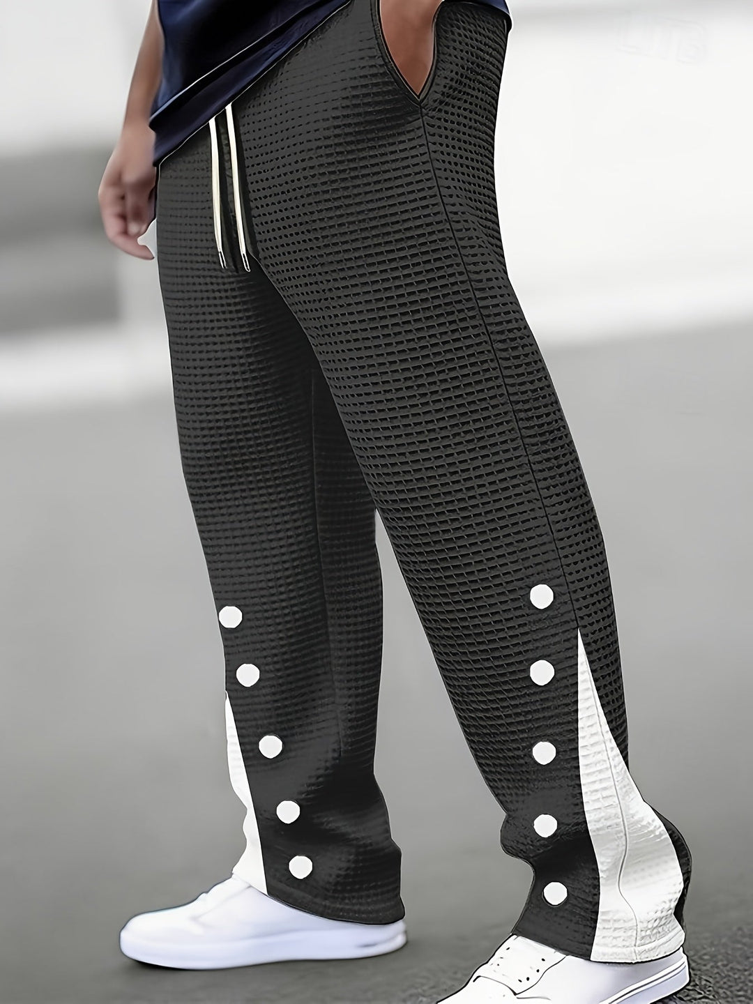 Textured Snap-Side Pants for Men, Plus Size