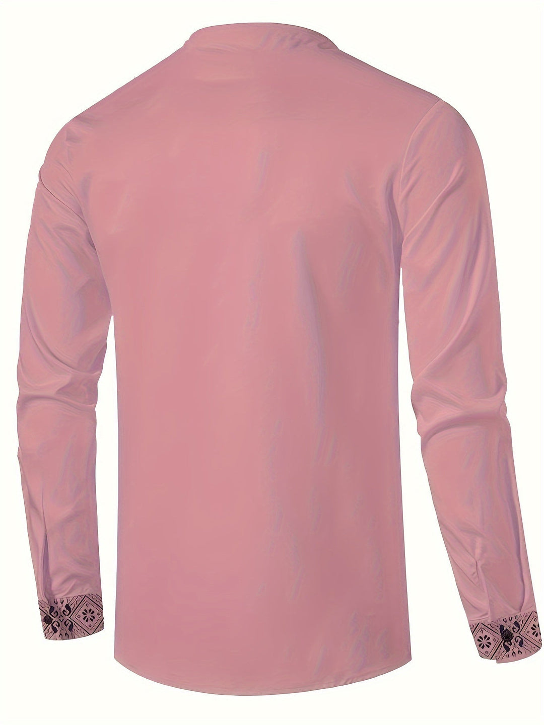 Patterned Long Sleeve Henley Shirt for Men