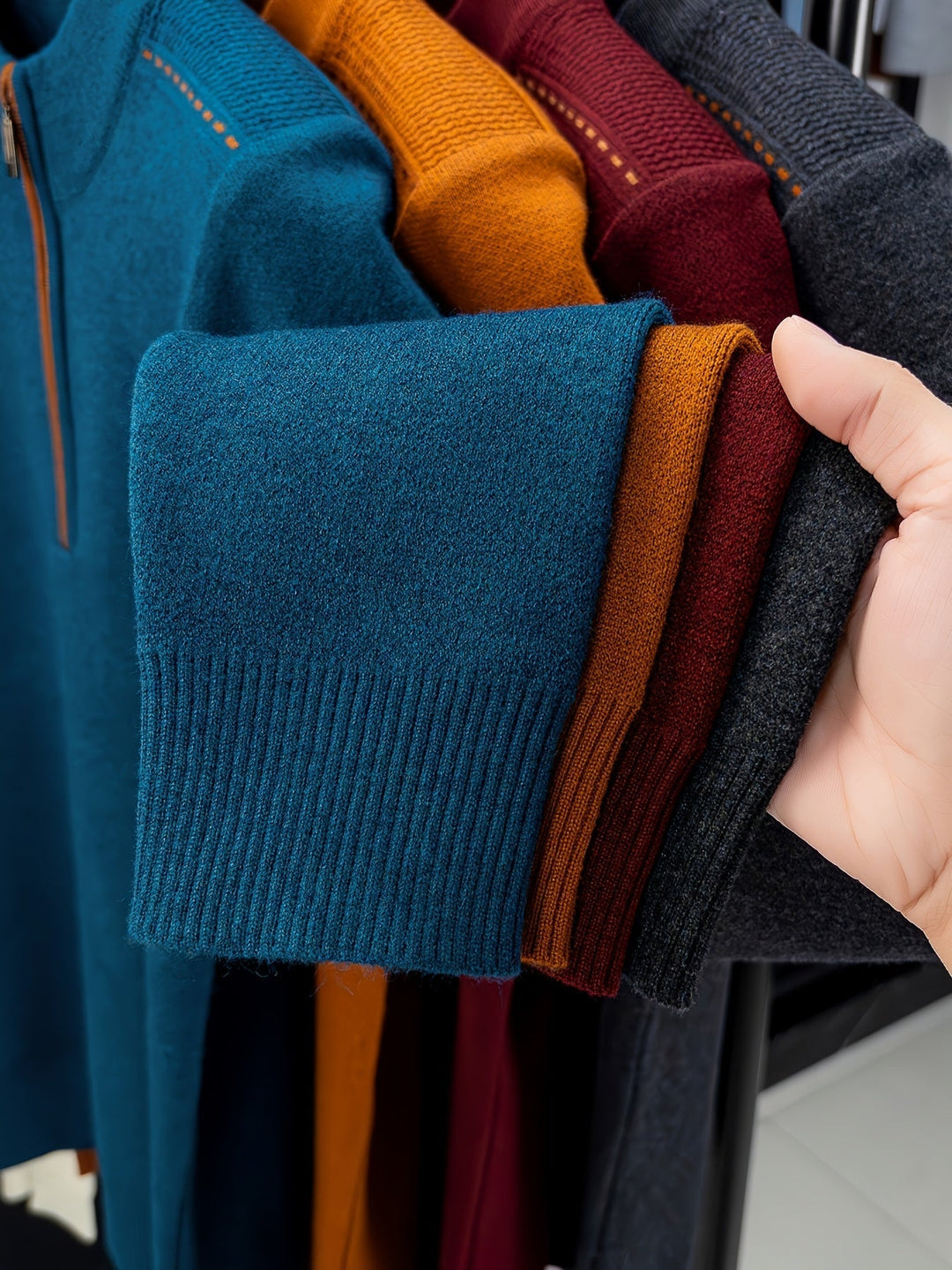 Half-Zip Mock Neck Sweater for Men