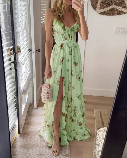 Elegant Floral Sleeveless Dress for Women