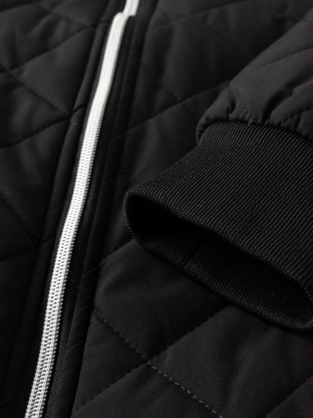 Black Quilted Bomber Jacket for Men