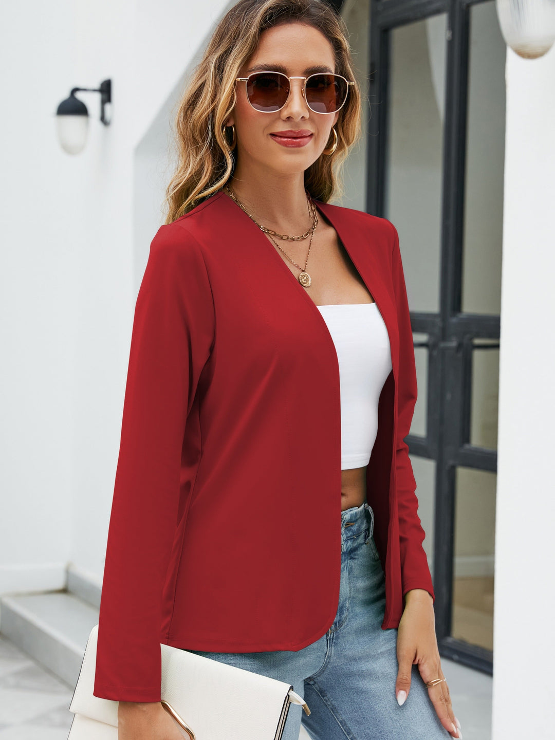 Open Front Tailored Cardigan for Women