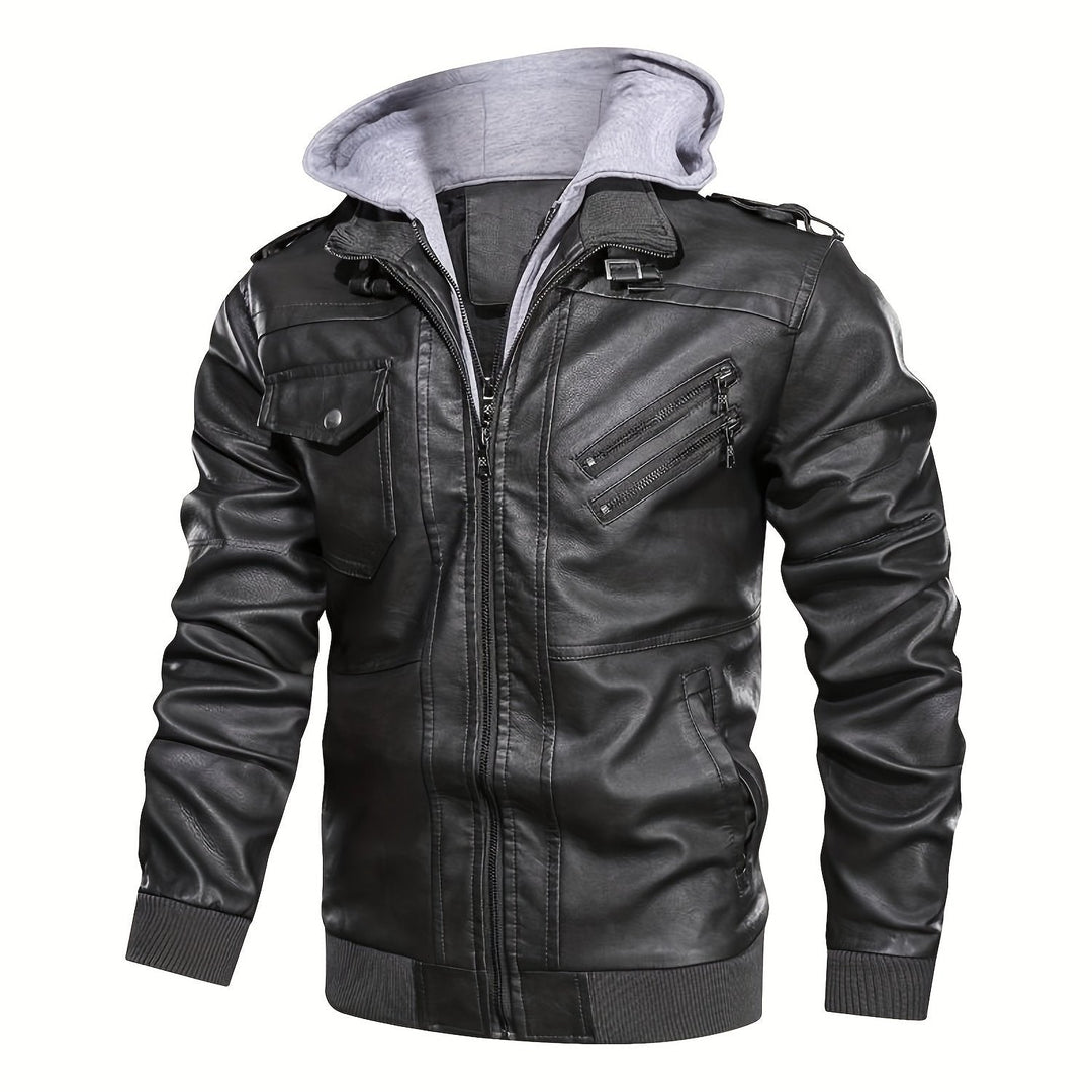Hooded Moto Jacket for Men