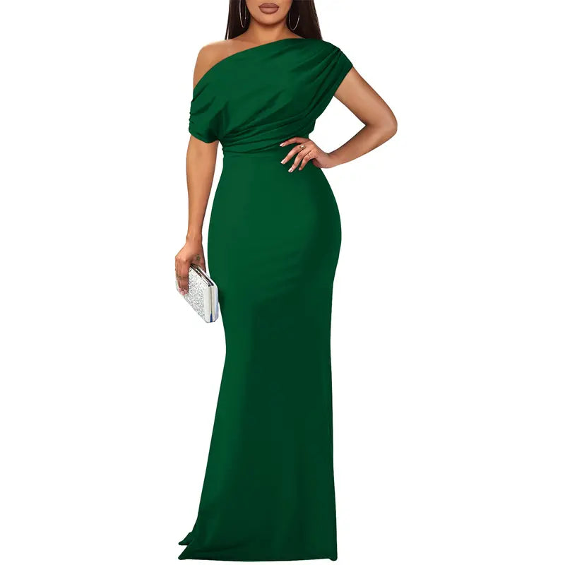 Off-Shoulder Evening Dress, Women's Elegant Fit