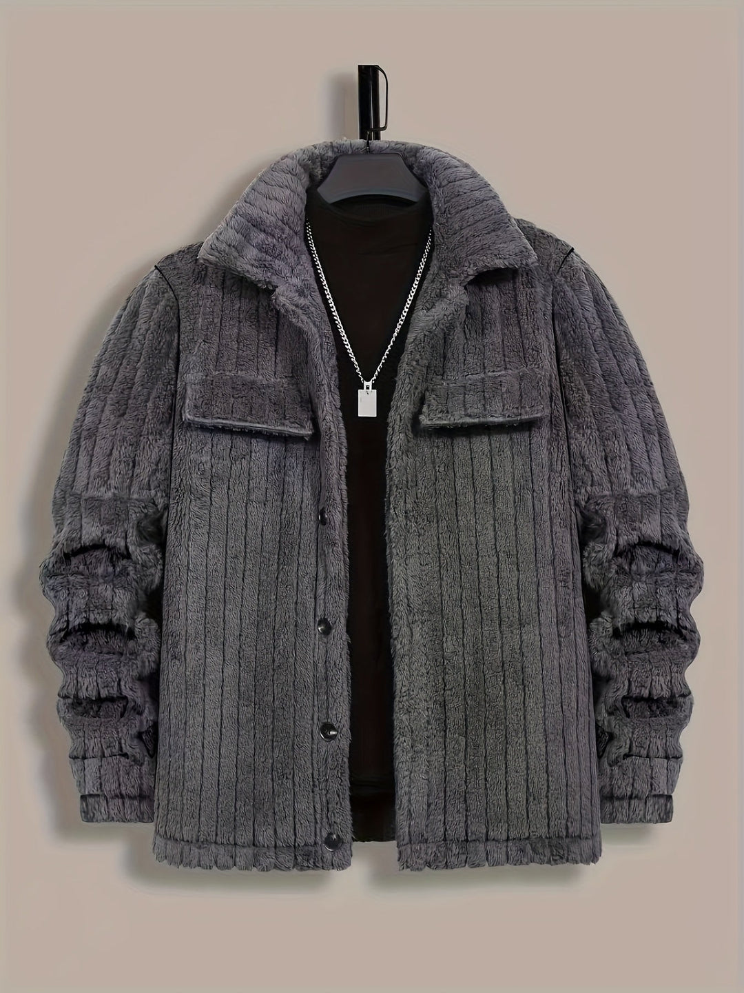 Textured Button-Up Jacket for Men